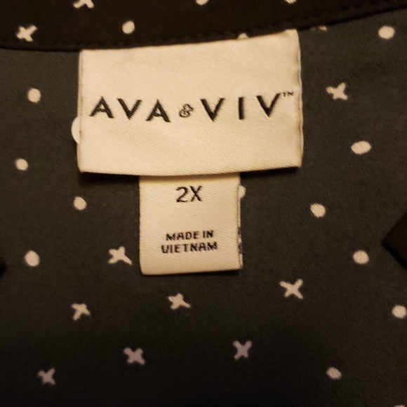 NWT Ava & Viv Black and White Dot Dress, Size 2X - Picture 3 of 5